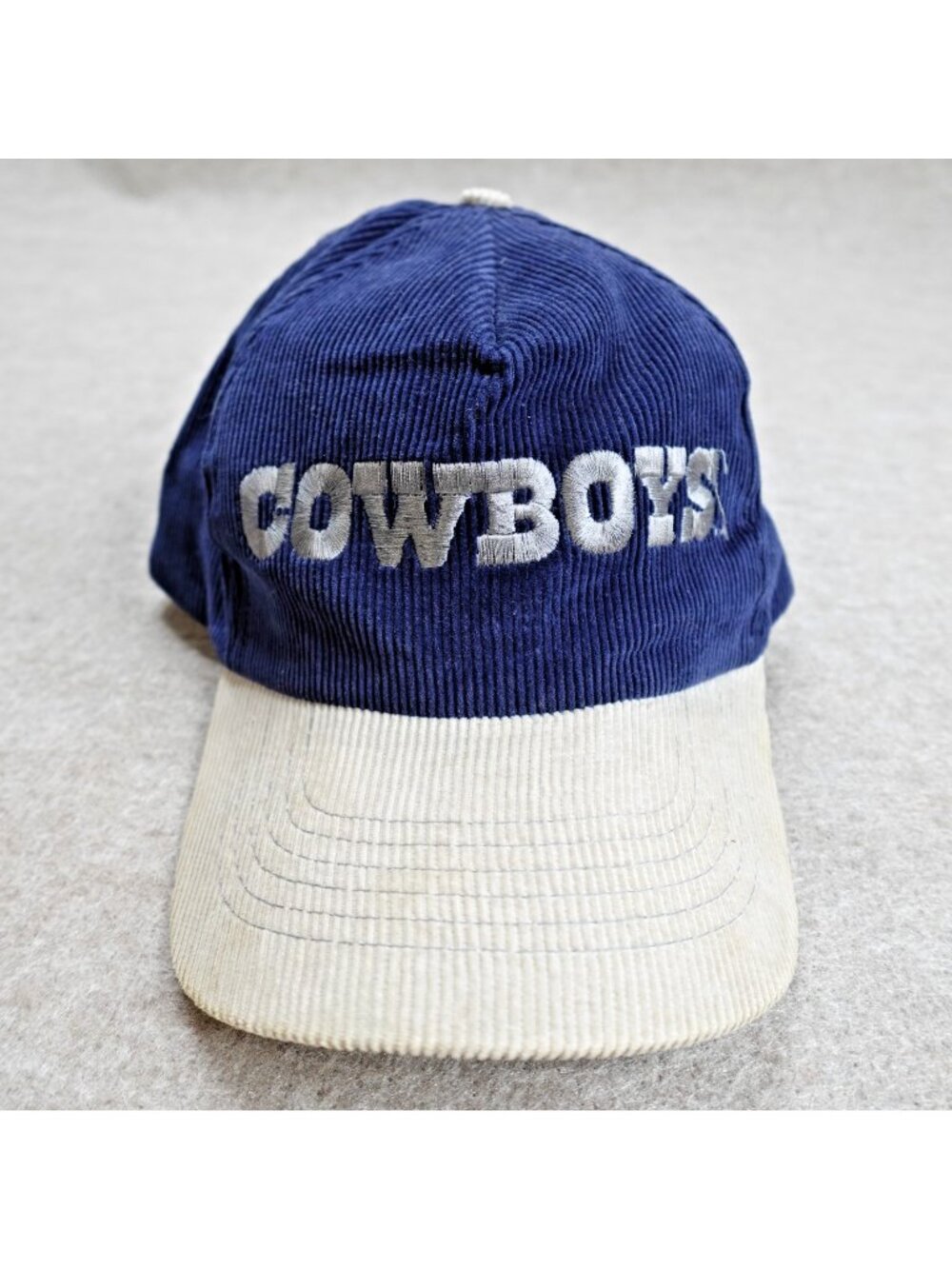 Dallas Cowboys Hat Blue Embroidered Logo Corduroy NFL Starline Vintage